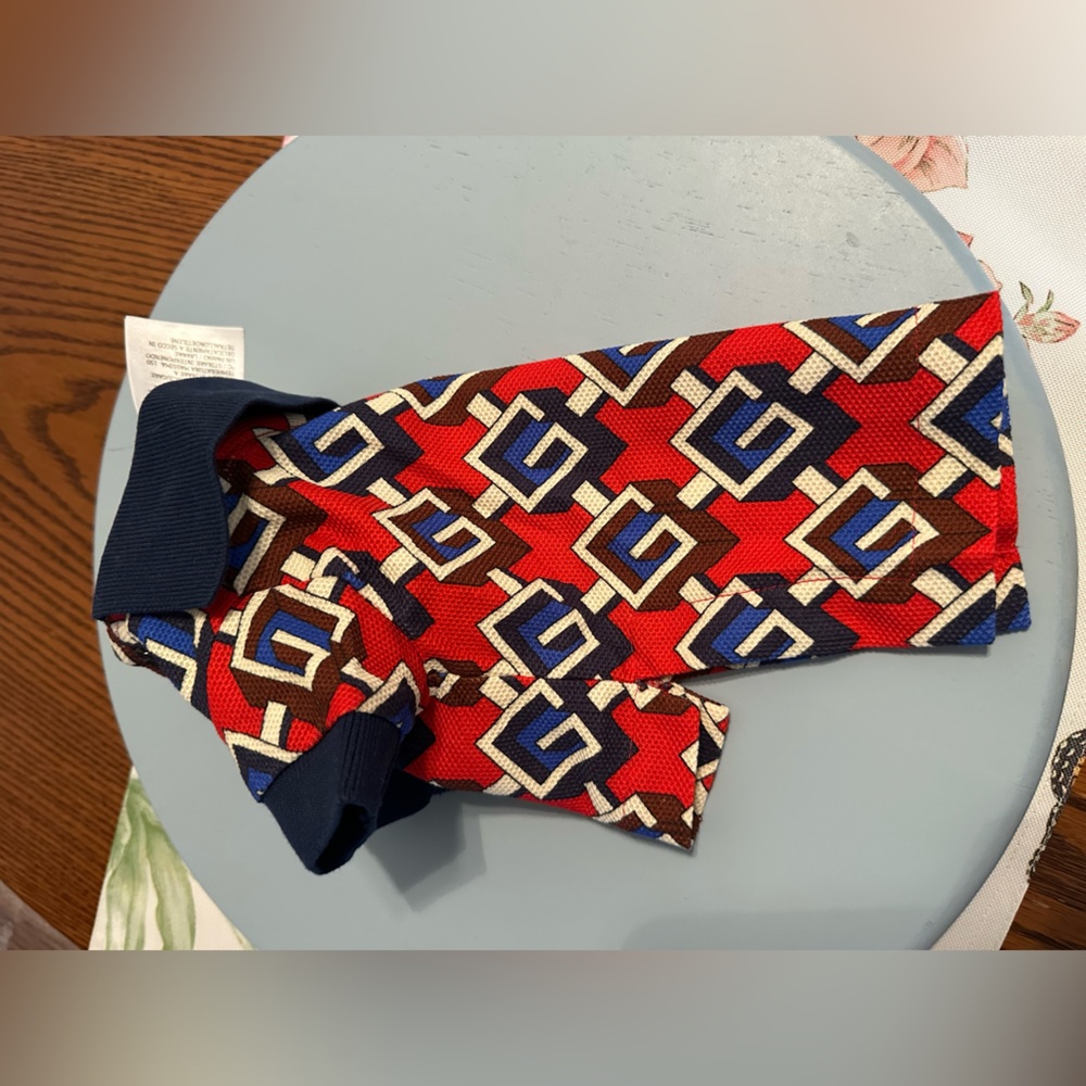 Gucci Red and Blue Geometric Dog Sweater - Picture 2 of 8